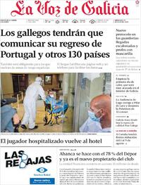 Portada La Voz de Galicia 2020-07-29