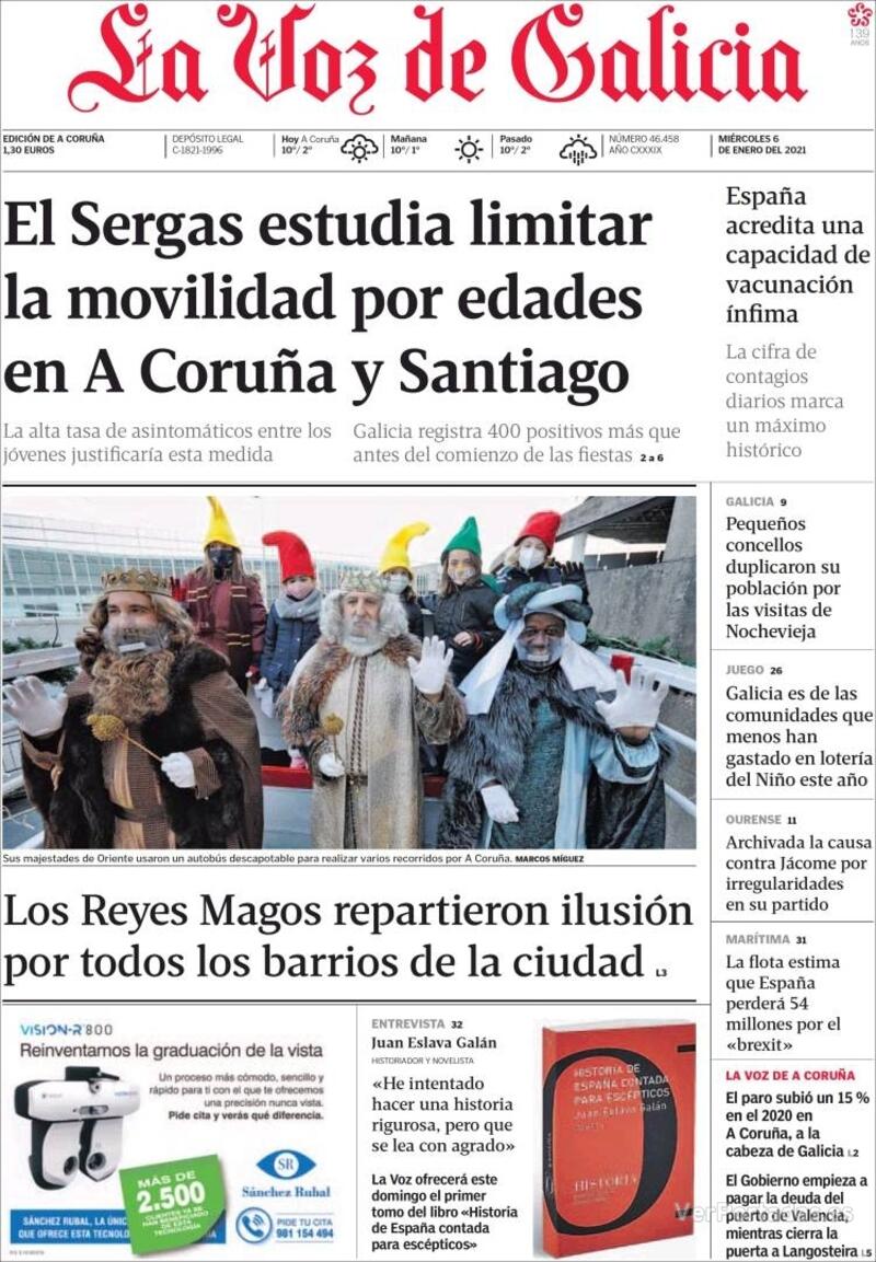 Portada La Nueva España 2021-01-06