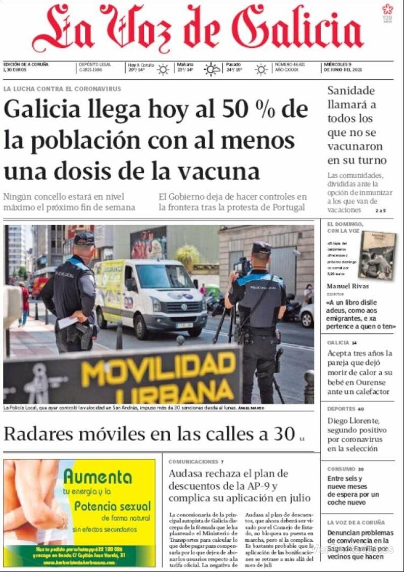Portada La Voz de Galicia 2021-06-10