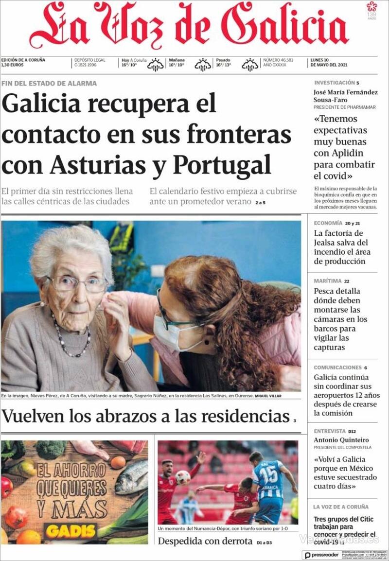 Portada La Voz de Galicia 2021-05-11