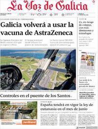 Portada La Voz de Galicia 2021-03-19