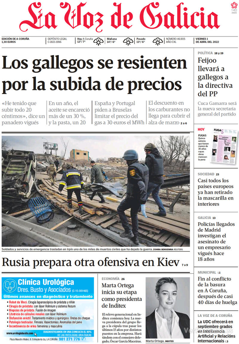 Portada La Voz de Galicia 2022-04-02