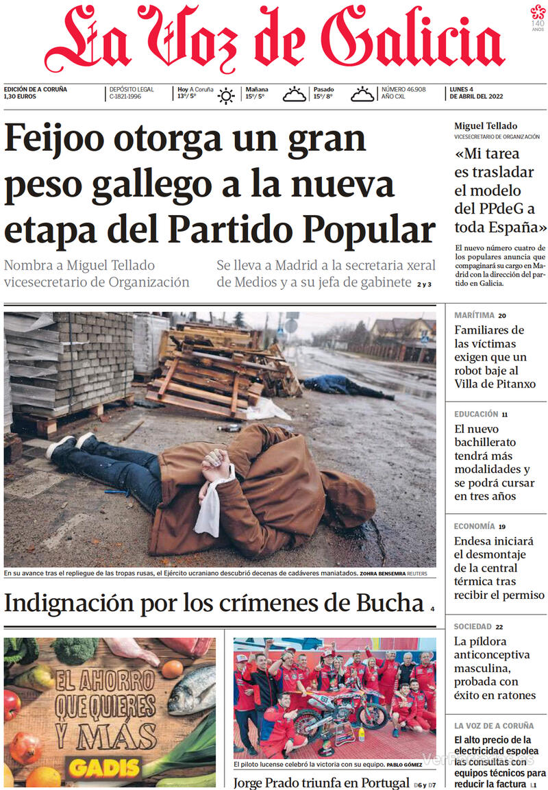 Portada La Voz de Galicia 2022-04-05