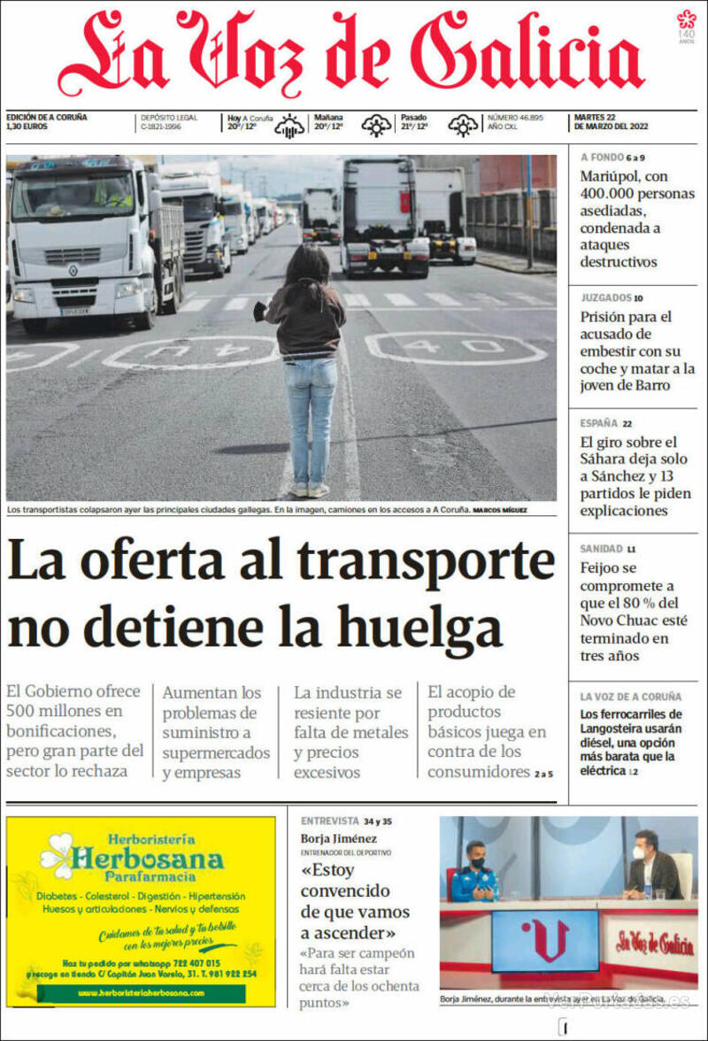 Portada La Voz de Galicia 2022-03-23