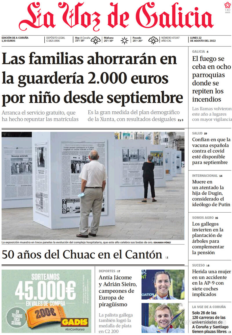 Portada La Voz de Galicia 2022-08-23