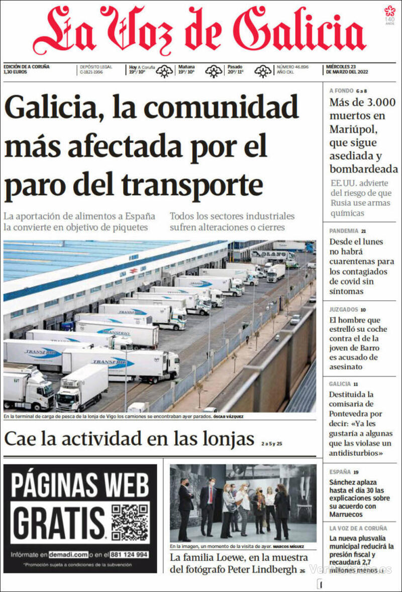 Portada La Voz de Galicia 2022-03-24