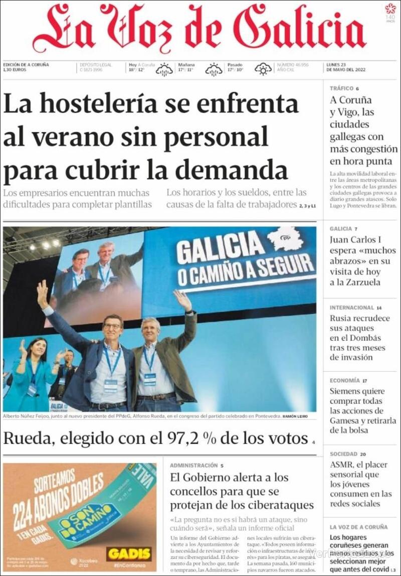 Portada La Voz de Galicia 2022-05-24