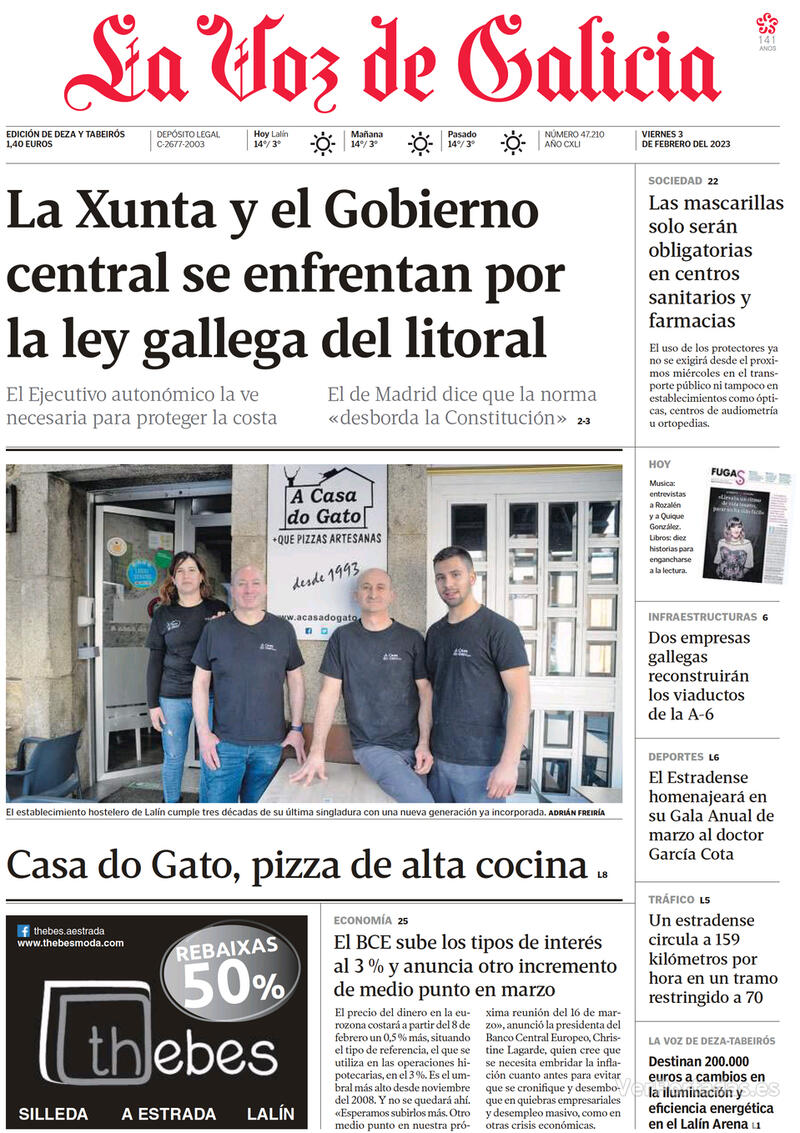 Portada La Voz de Galicia 2023-02-04