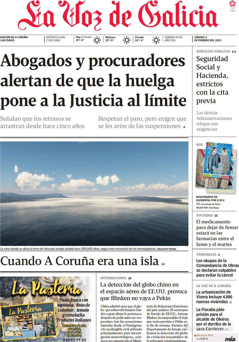 Portada La Voz de Galicia 2023-02-05