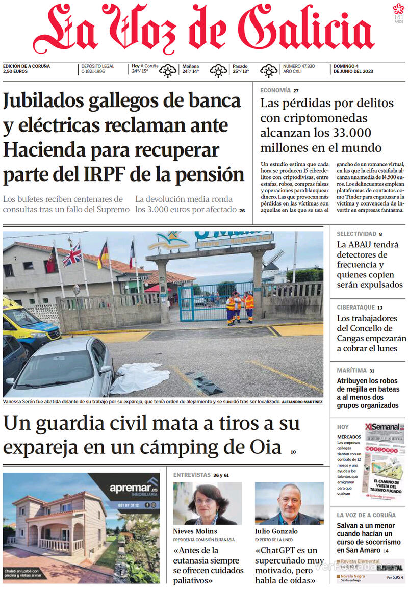 Portada La Voz de Galicia 2023-06-05