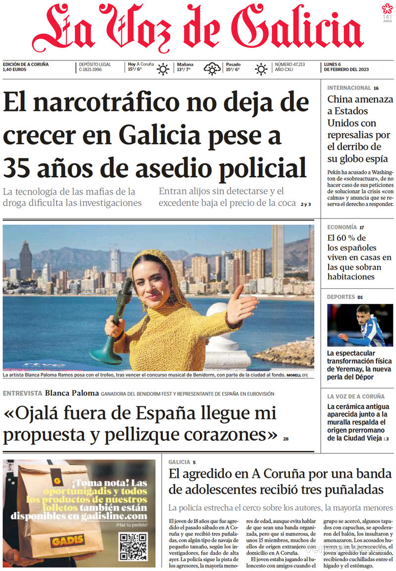 Portada La Voz de Galicia 2023-02-07