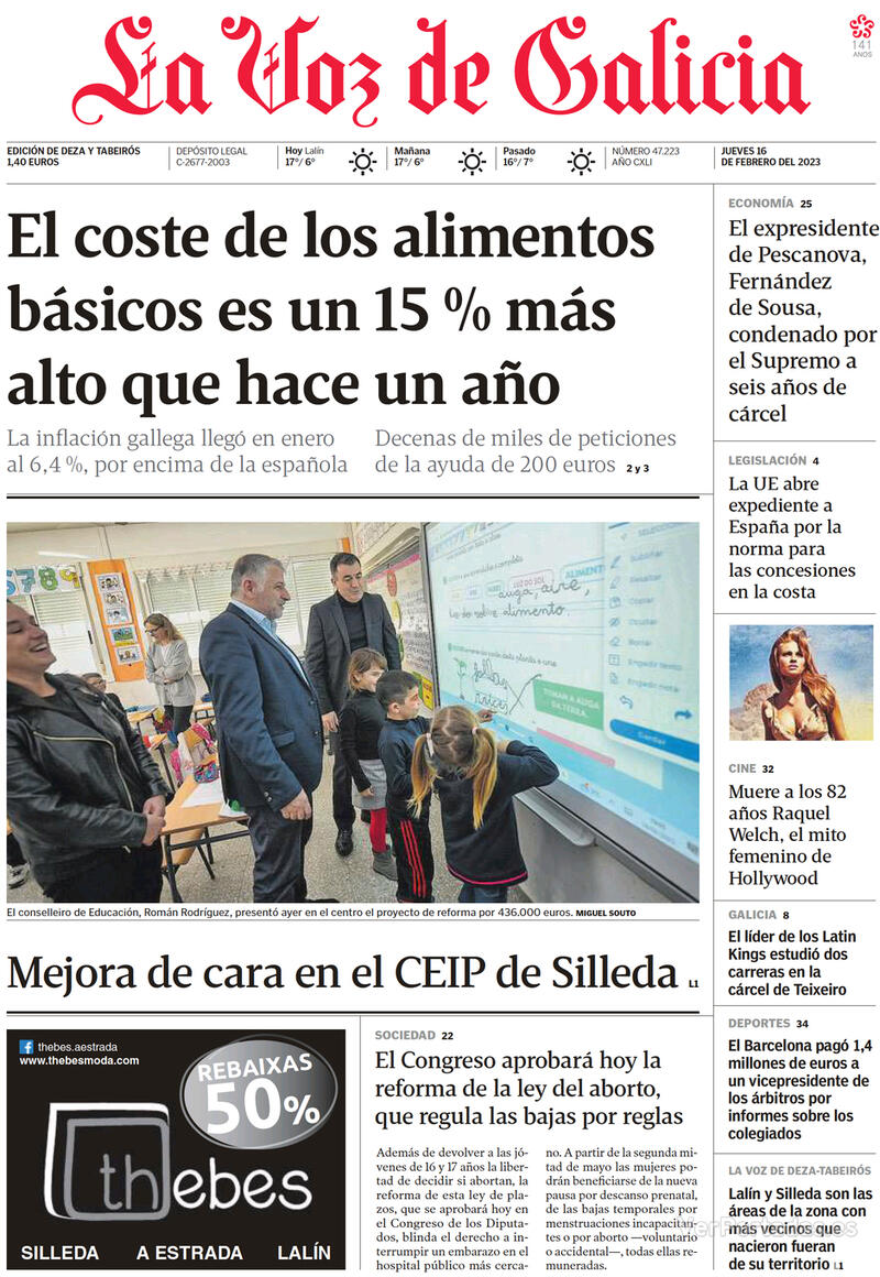 Portada La Voz de Galicia 2023-02-17