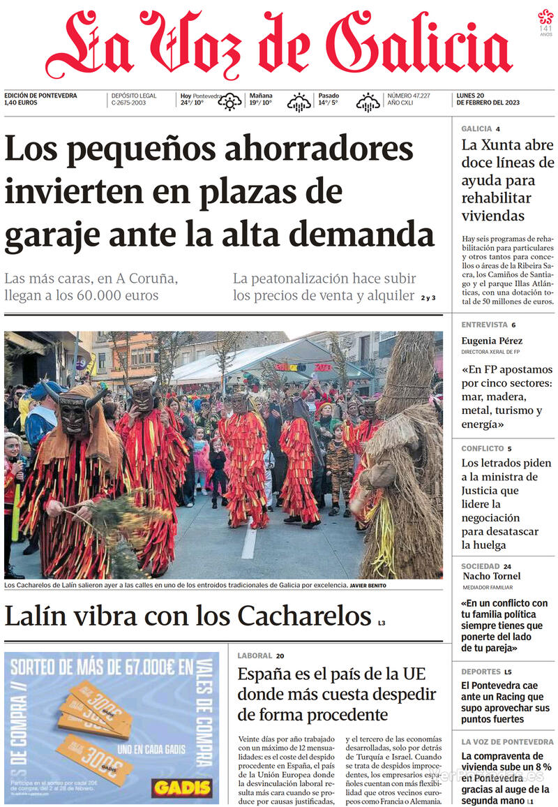 Portada La Voz de Galicia 2023-02-21