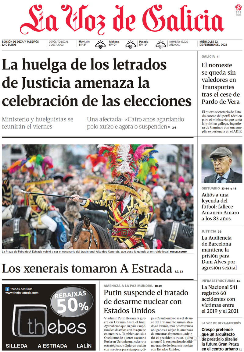 Portada La Voz de Galicia 2023-02-23