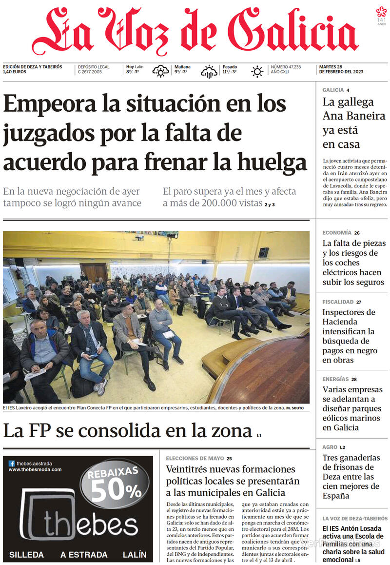 Portada La Voz de Galicia 2023-03-01