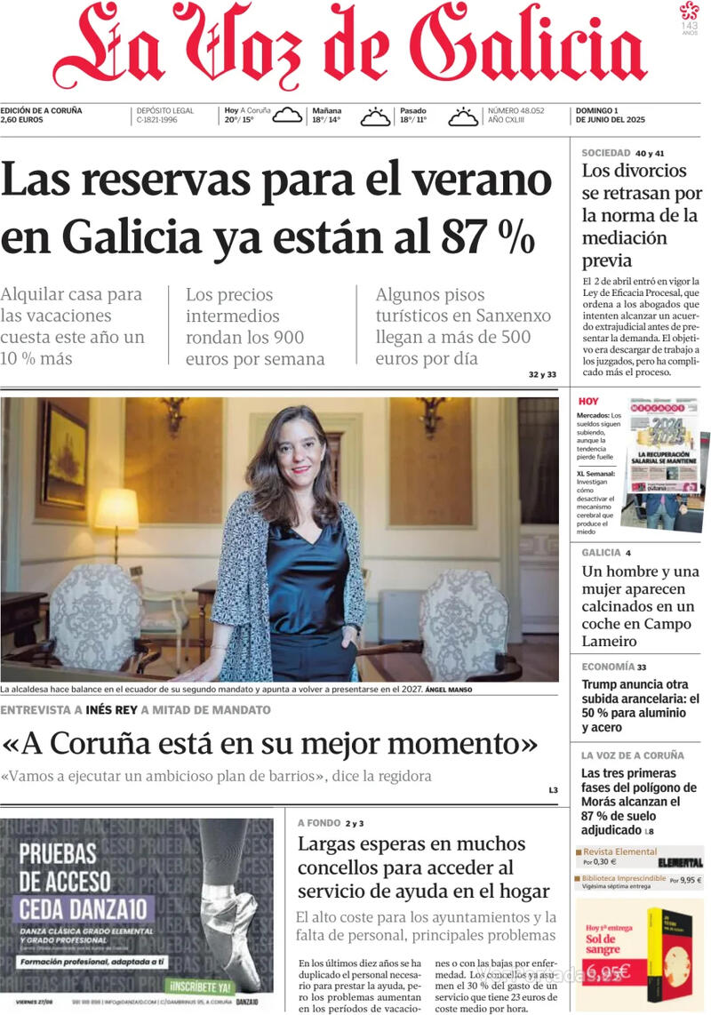 Portada La Nueva España 2025-06-01