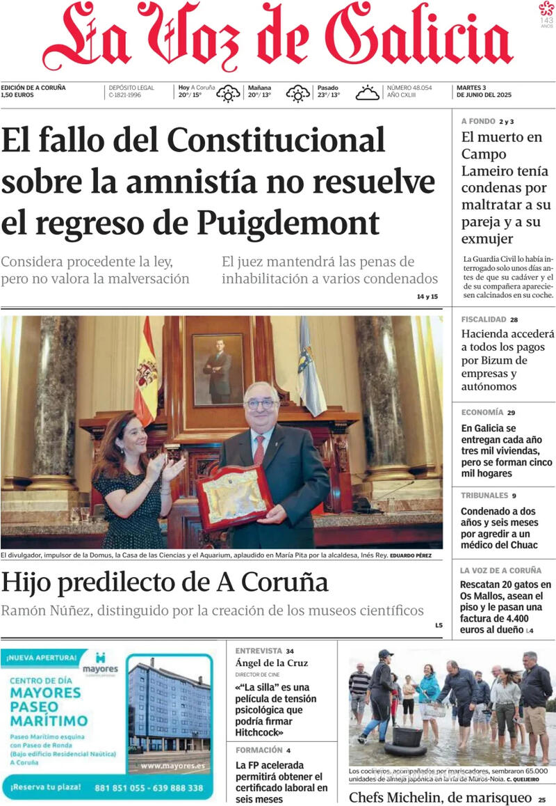 Portada La Nueva España 2025-06-03