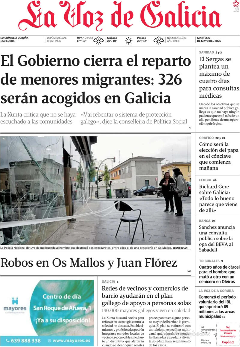 Portada La Nueva España 2025-05-06