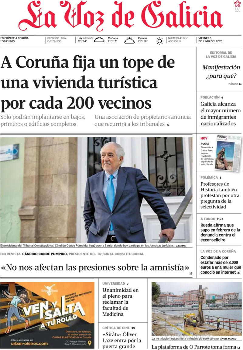 Portada La Nueva España 2025-06-06