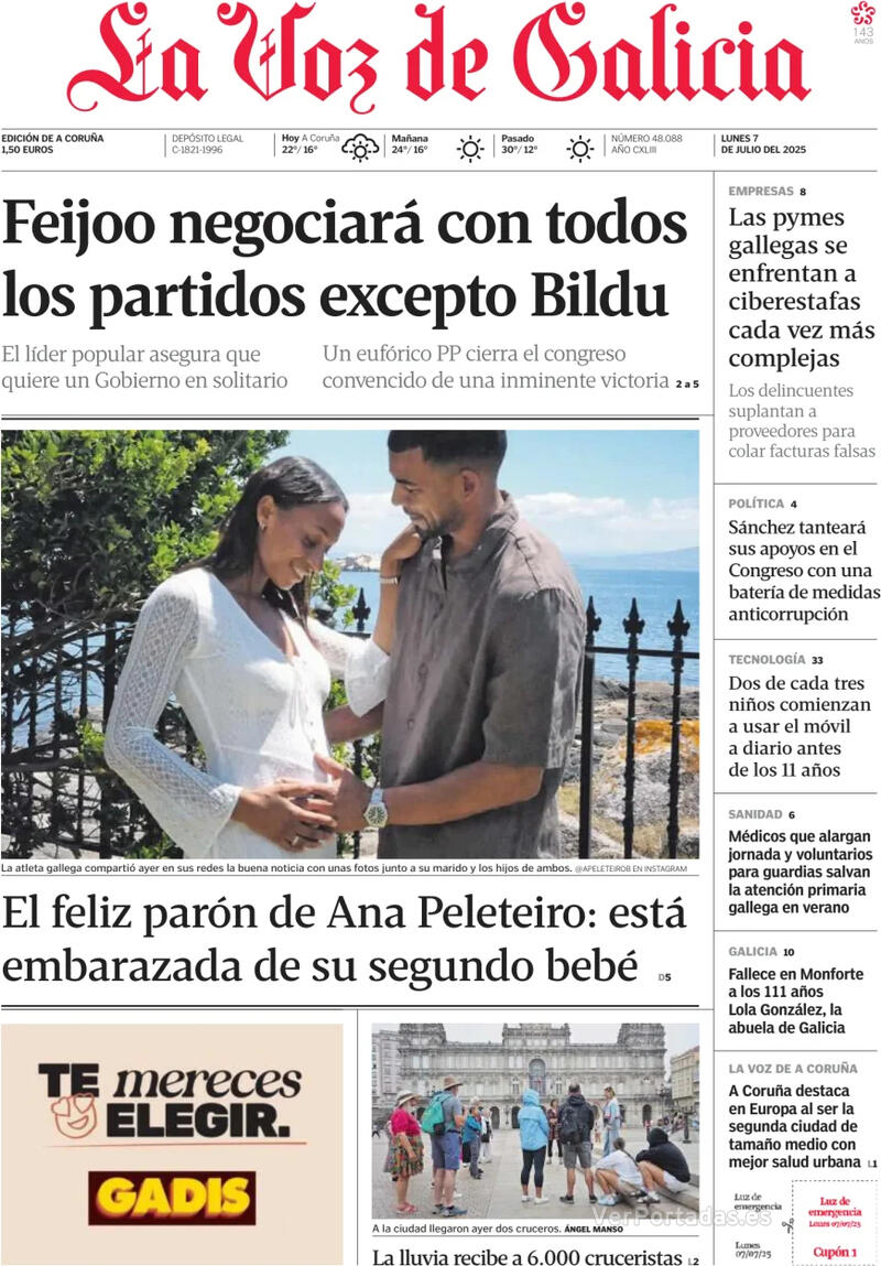 Portada La Nueva España 2025-07-07