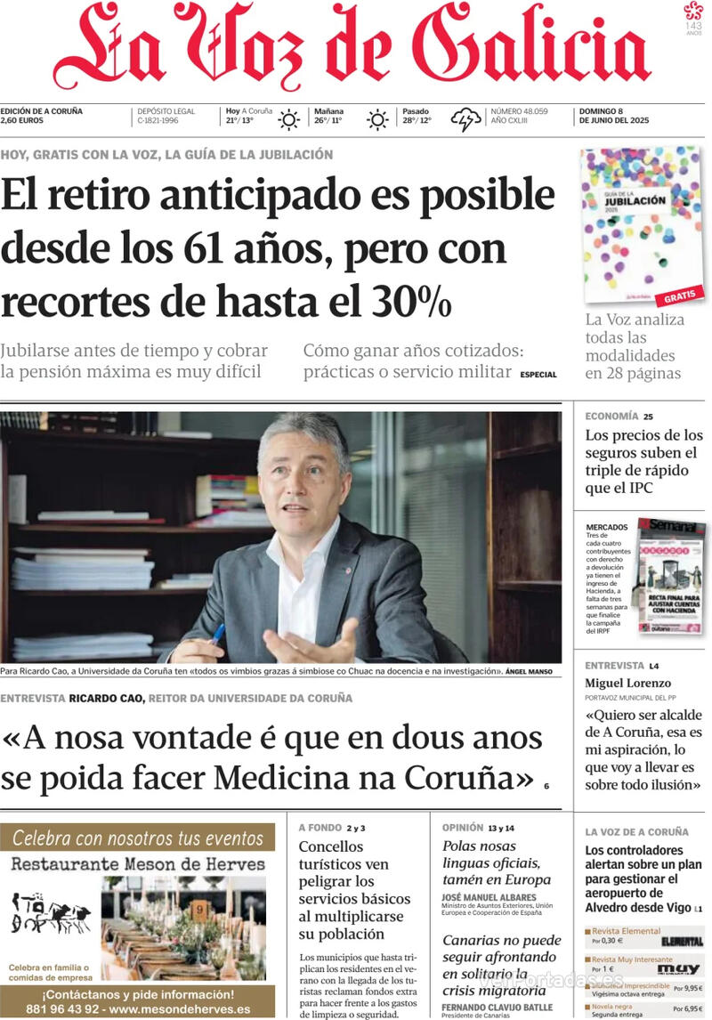 Portada La Nueva España 2025-06-08