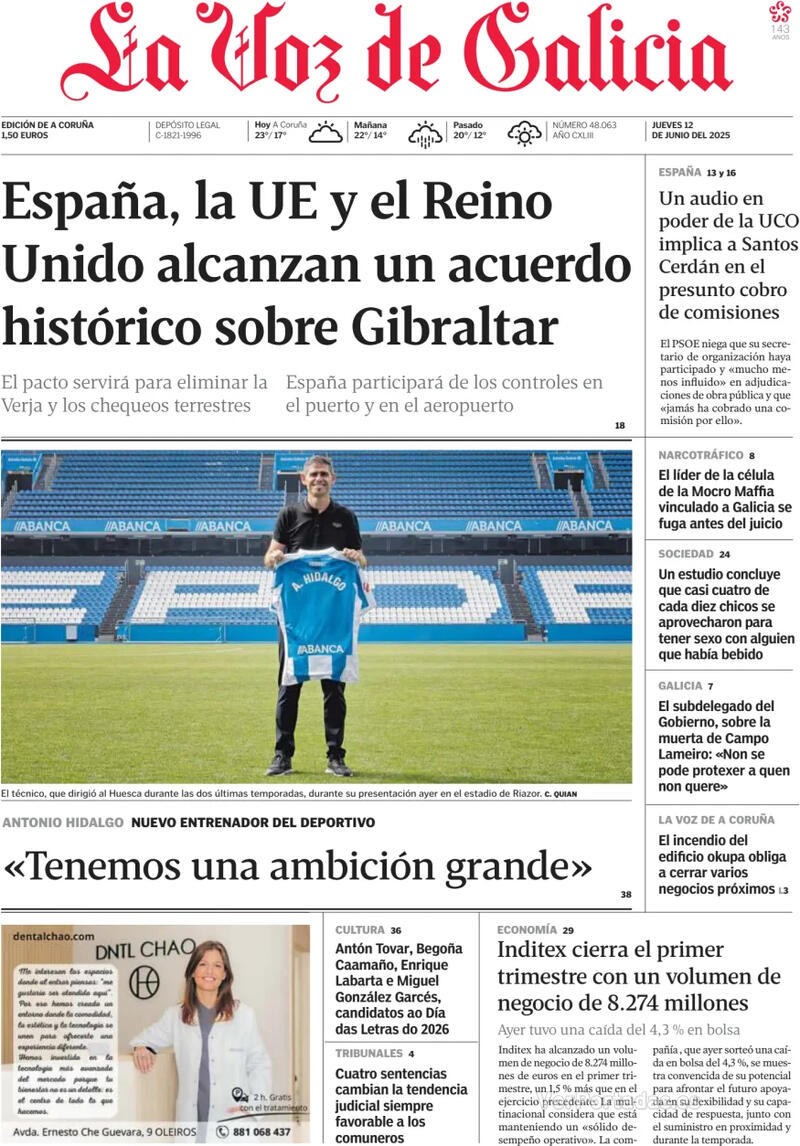 Portada La Nueva España 2025-06-12