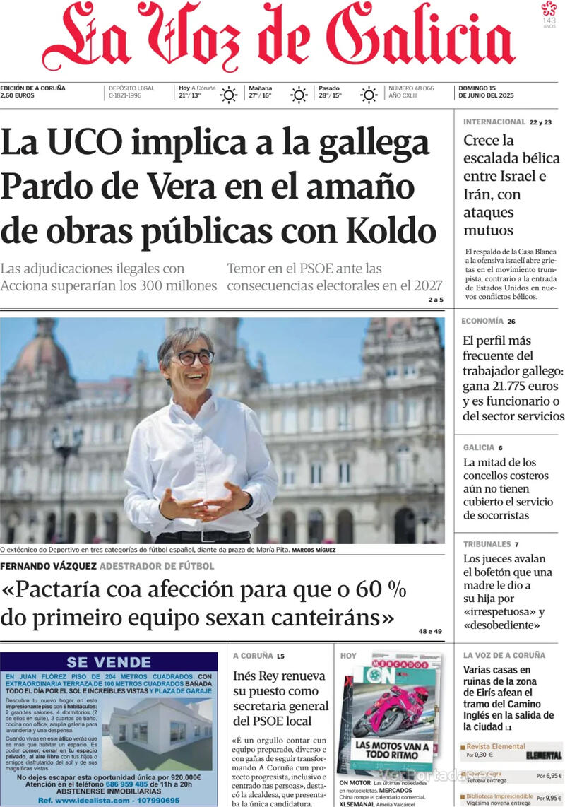 Portada La Nueva España 2025-06-15