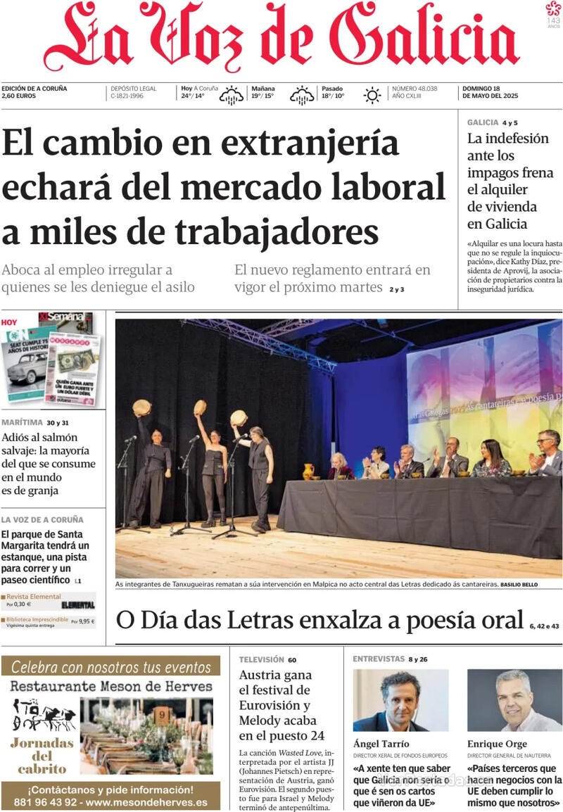 Portada La Nueva España 2025-05-18