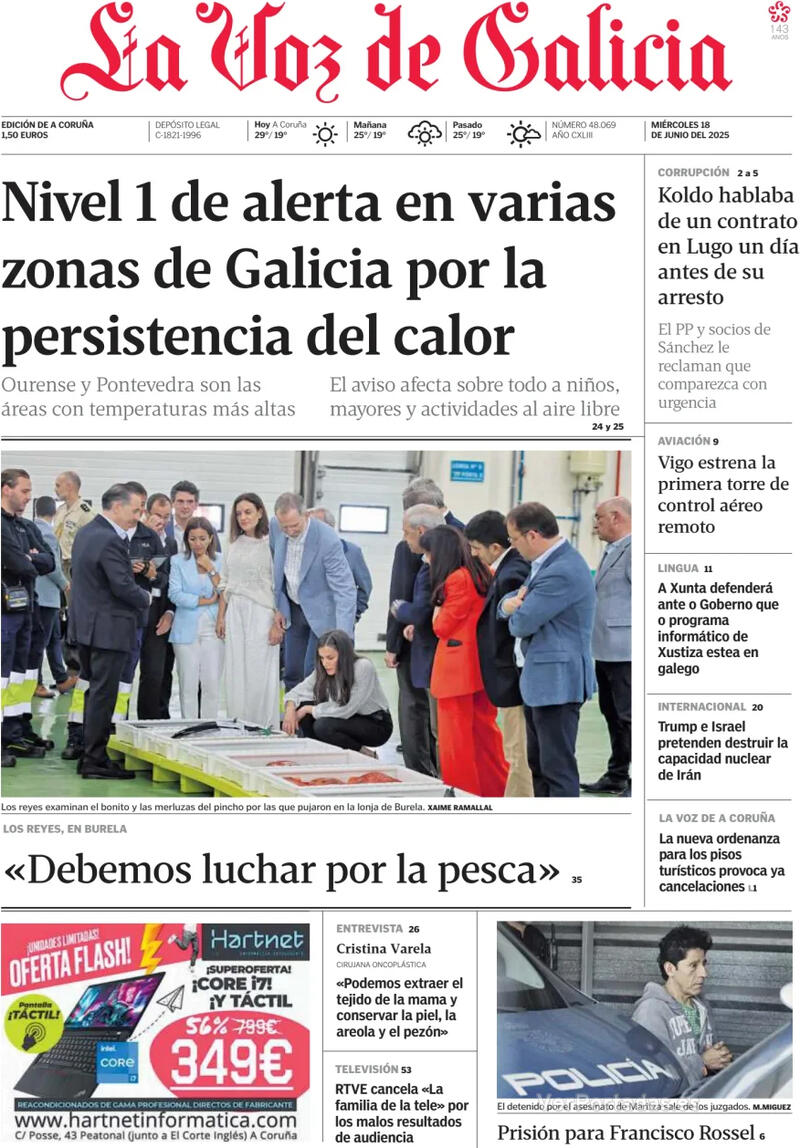 Portada La Nueva España 2025-06-18