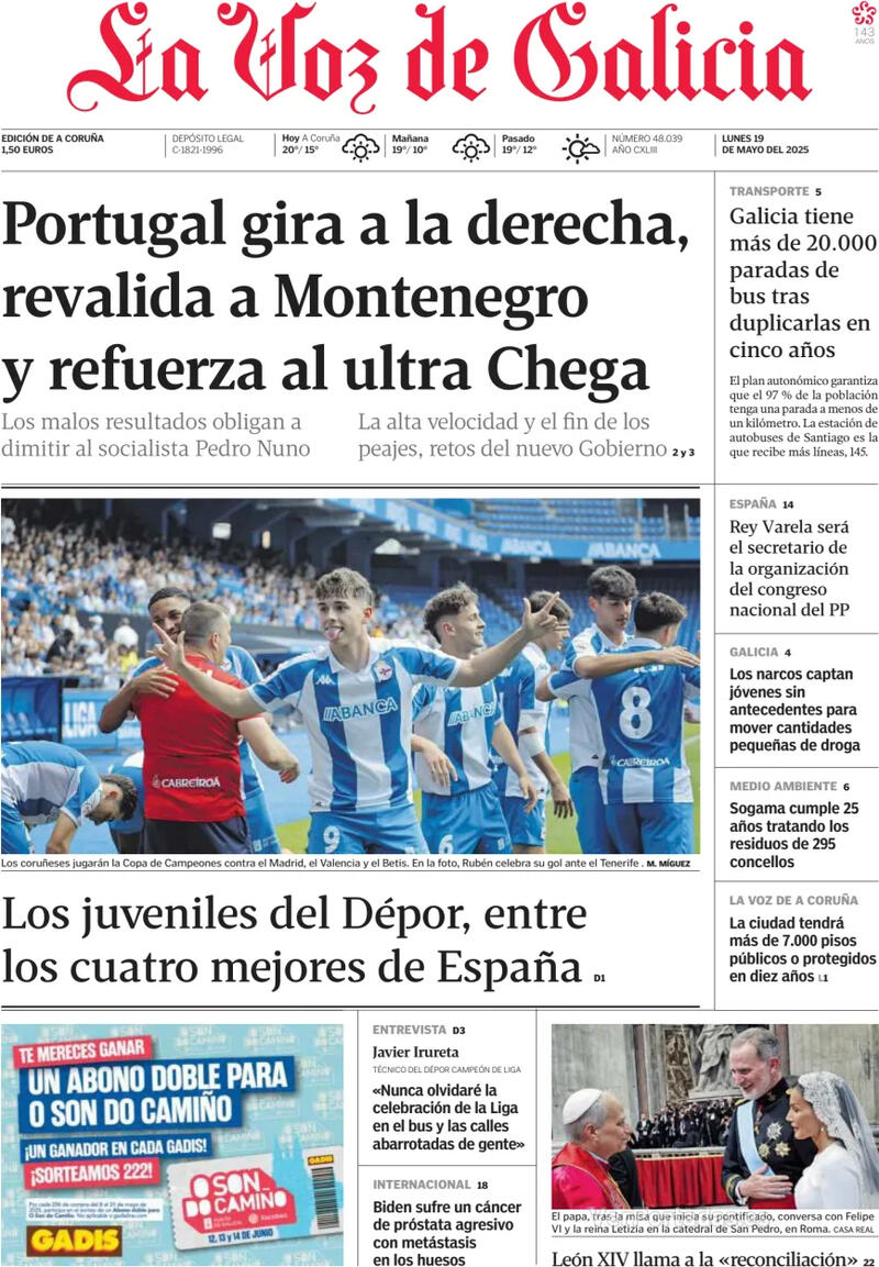 Portada La Nueva España 2025-05-19