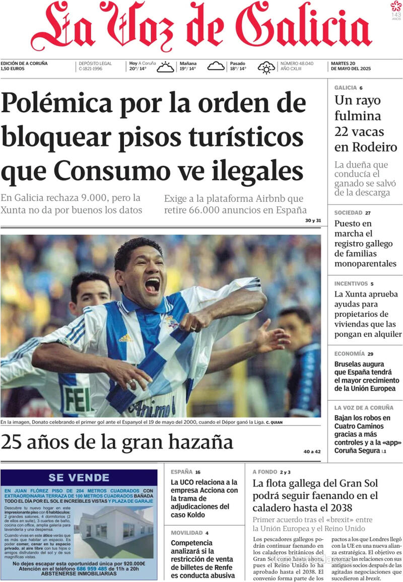 Portada La Nueva España 2025-05-20