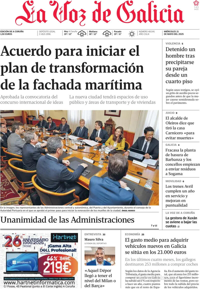 Portada La Nueva España 2025-05-21