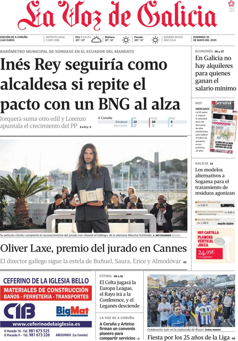 Portada La Nueva España 2025-05-25