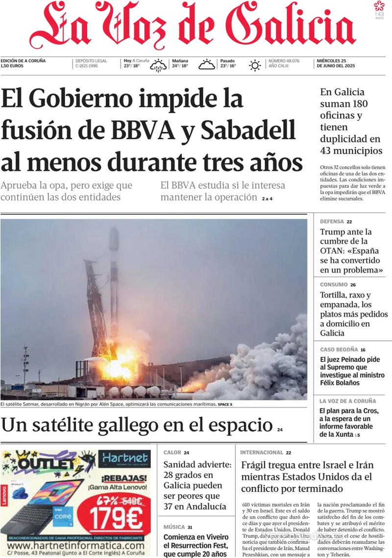 Portada La Nueva España 2025-06-25
