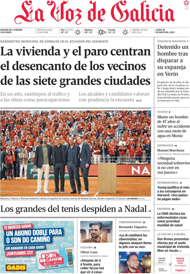 Portada La Nueva España 2025-05-26