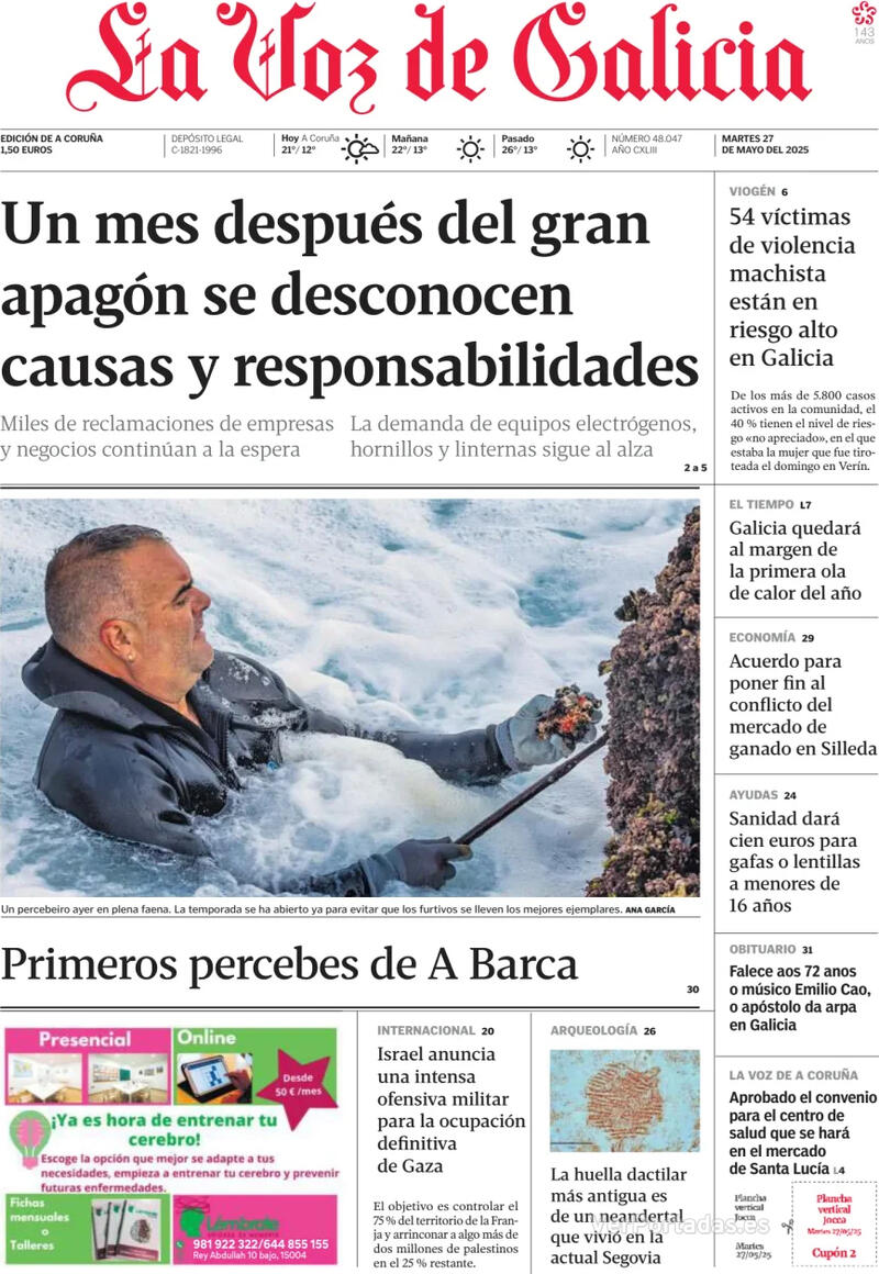 Portada La Nueva España 2025-05-27