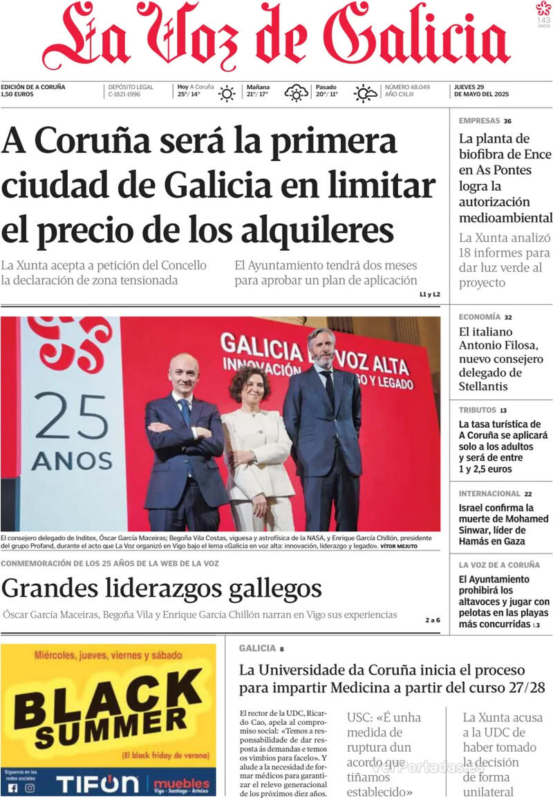 Portada La Nueva España 2025-05-29