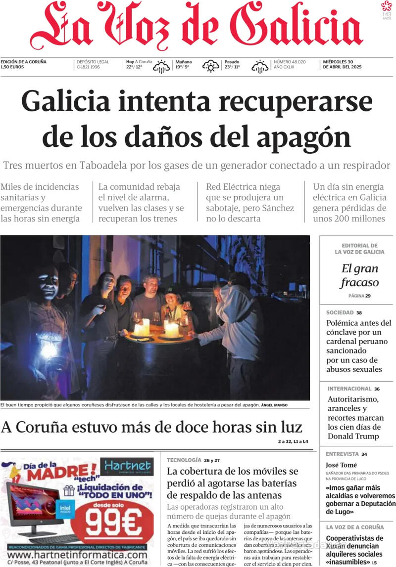 Portada La Nueva España 2025-04-30