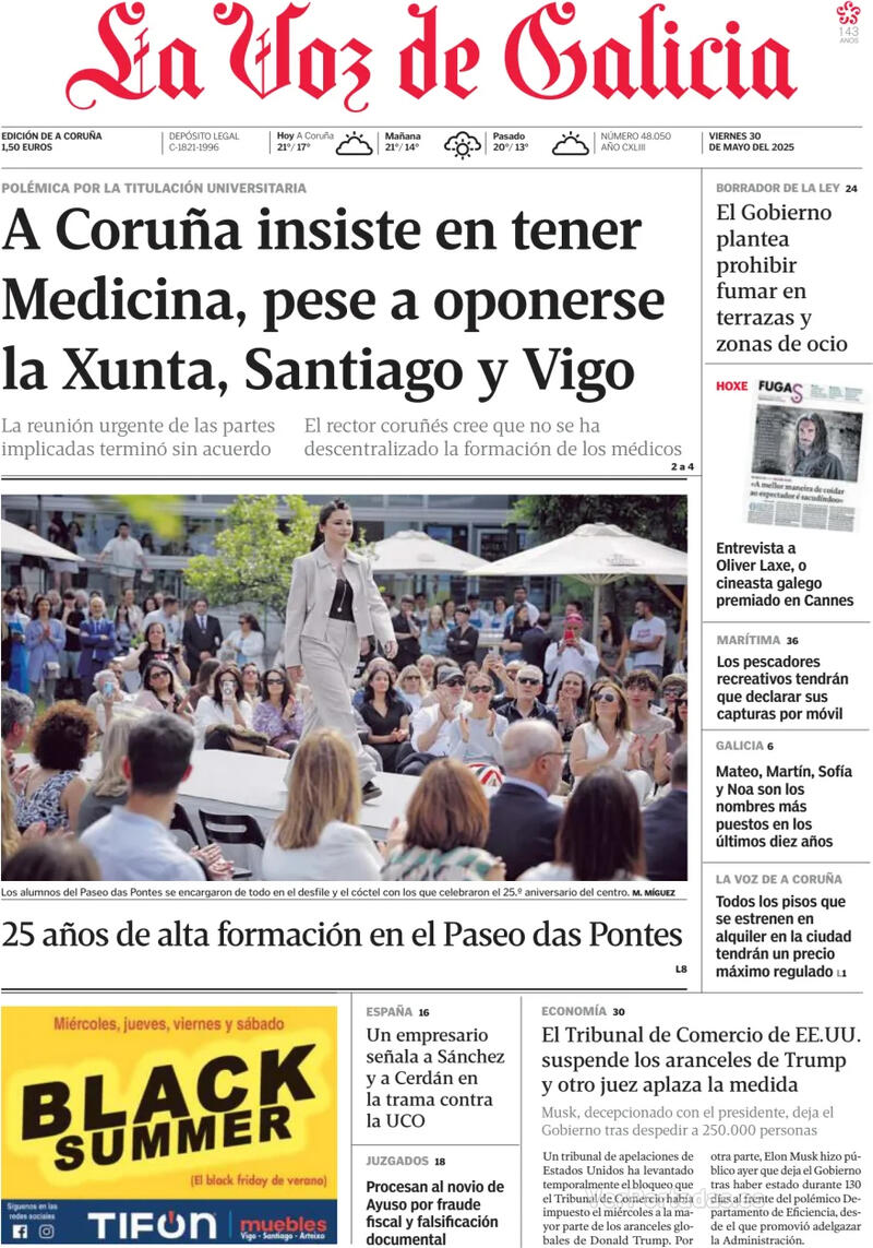 Portada La Nueva España 2025-05-30