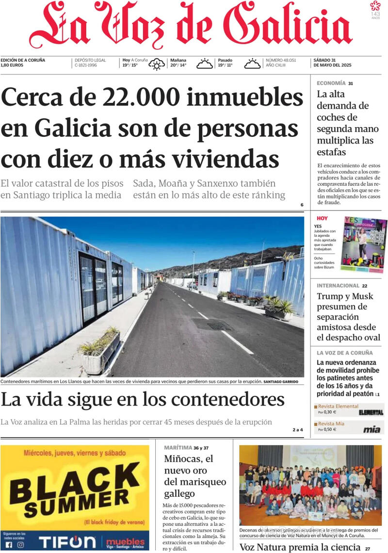 Portada La Nueva España 2025-05-31