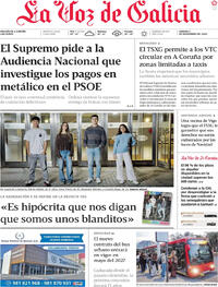 Portada La Voz de Galicia 2025-11-01
