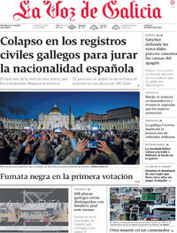 Portada periódico La Voz de Galicia