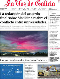 Portada La Voz de Galicia 2025-11-13