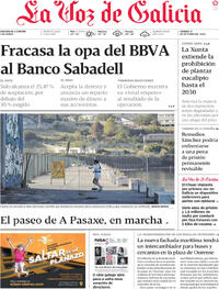 Portada La Voz de Galicia 2025-10-17
