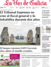 Portada La Voz de Galicia 2025-11-21