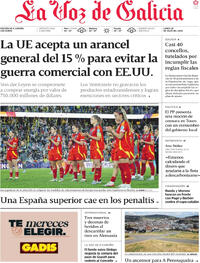 Portada La Voz de Galicia 2025-07-28