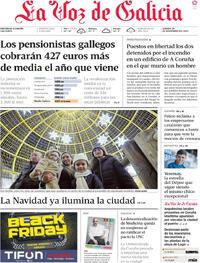 Portada La Voz de Galicia 2025-11-29