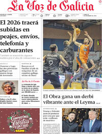 Portada La Voz de Galicia 2025-12-29