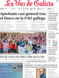 Portada La Voz de Galicia 2026-06-12