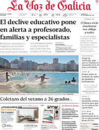 Portada La Voz de Galicia 2026-09-13